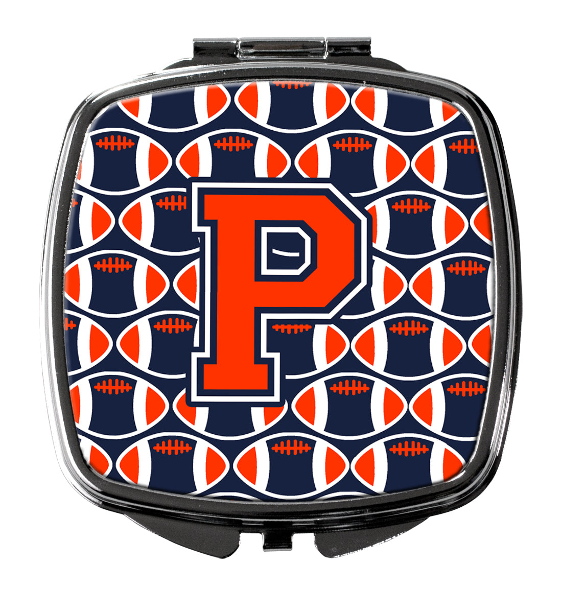 Letter P Football Orange, Blue and white Compact Mirror CJ1066-PSCM  the-store.com.