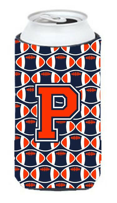 Letter P Football Orange, Blue and white Tall Boy Beverage Insulator Hugger CJ1066-PTBC by Caroline's Treasures