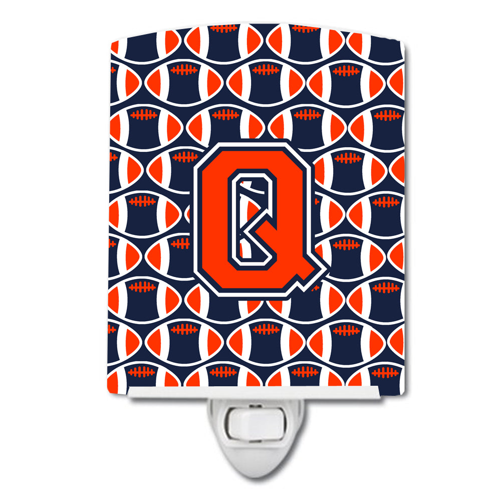 Letter Q Football Orange, Blue and white Ceramic Night Light CJ1066-QCNL - the-store.com