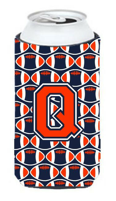 Letter Q Football Orange, Blue and white Tall Boy Beverage Insulator Hugger CJ1066-QTBC by Caroline&#39;s Treasures