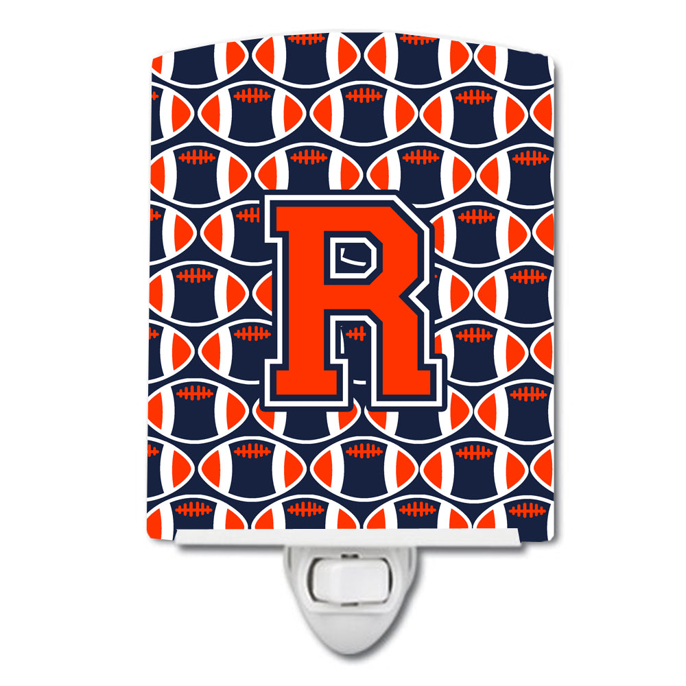 Letter R Football Orange, Blue and white Ceramic Night Light CJ1066-RCNL - the-store.com