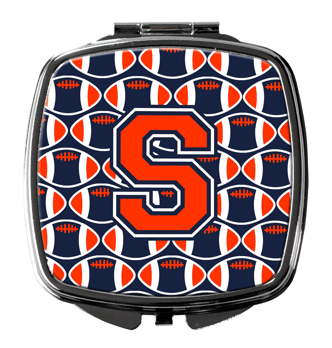 Letter S Football Orange, Blue and white Compact Mirror CJ1066-SSCM  the-store.com.