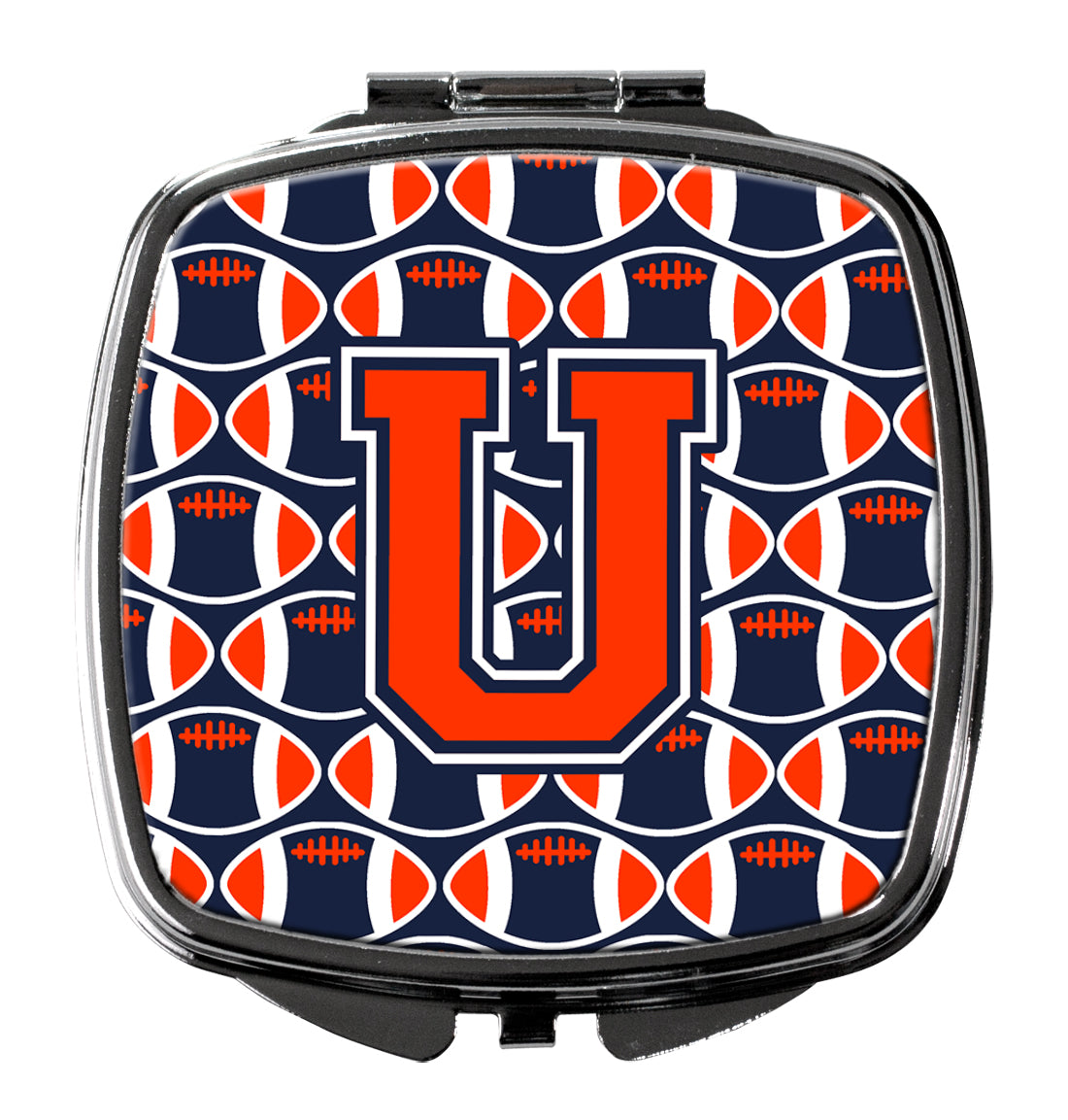 Letter U Football Orange, Blue and white Compact Mirror CJ1066-USCM  the-store.com.