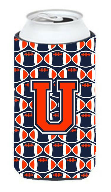 Letter U Football Orange, Blue and white Tall Boy Beverage Insulator Hugger CJ1066-UTBC by Caroline's Treasures