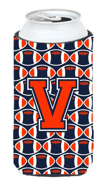 Letter V Football Orange, Blue and white Tall Boy Beverage Insulator Hugger CJ1066-VTBC by Caroline's Treasures