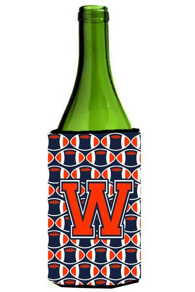 Letter W Football Orange, Blue and white Wine Bottle Beverage Insulator Hugger CJ1066-WLITERK by Caroline's Treasures