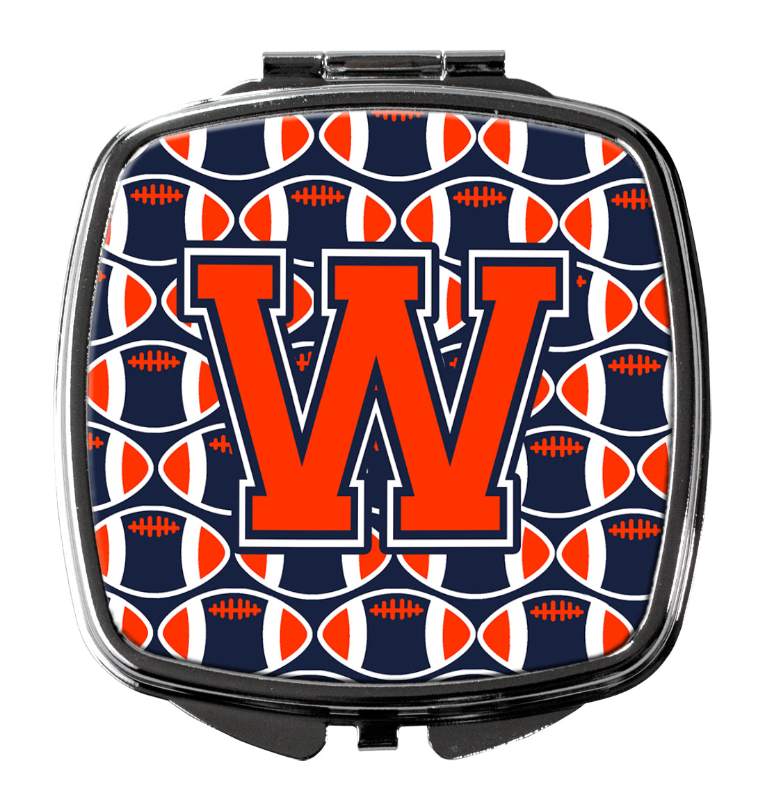 Letter W Football Orange, Blue and white Compact Mirror CJ1066-WSCM  the-store.com.