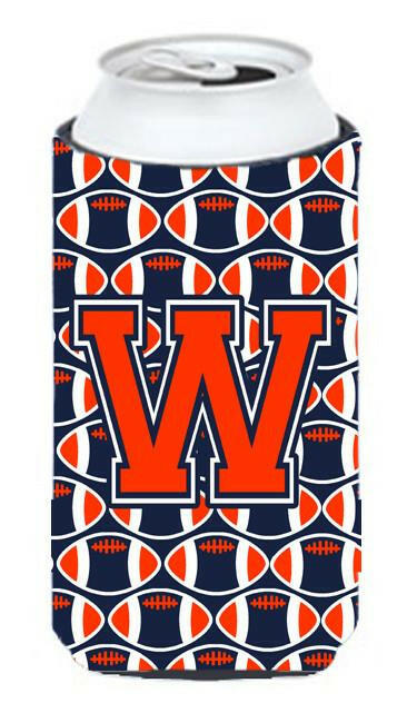 Letter W Football Orange, Blue and white Tall Boy Beverage Insulator Hugger CJ1066-WTBC by Caroline's Treasures