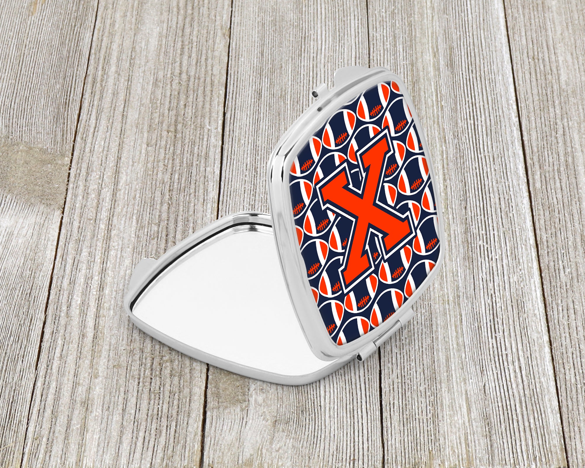 Letter X Football Orange, Blue and white Compact Mirror CJ1066-XSCM  the-store.com.