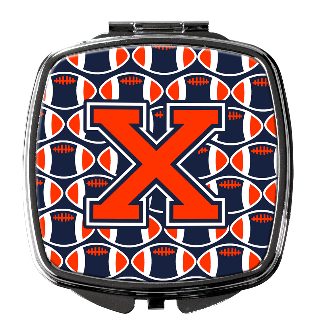 Letter X Football Orange, Blue and white Compact Mirror CJ1066-XSCM  the-store.com.