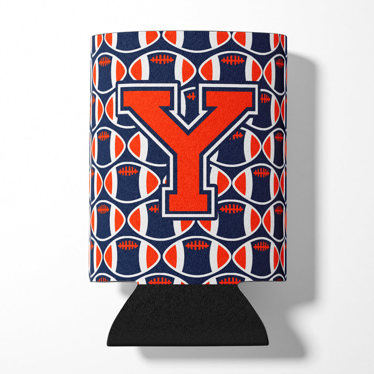 Letter Y Football Orange, Blue and white Can or Bottle Hugger CJ1066-YCC.