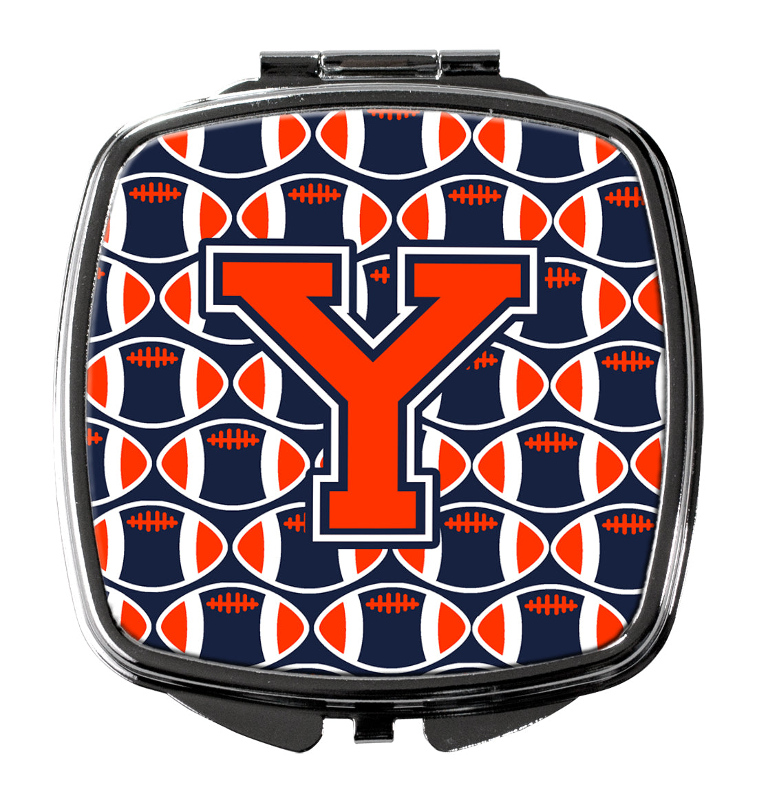 Letter Y Football Orange, Blue and white Compact Mirror CJ1066-YSCM  the-store.com.