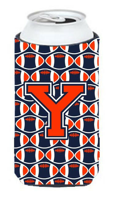 Letter Y Football Orange, Blue and white Tall Boy Beverage Insulator Hugger CJ1066-YTBC by Caroline's Treasures