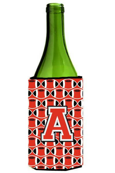 Letter A Football Scarlet and Grey Wine Bottle Beverage Insulator Hugger CJ1067-ALITERK by Caroline&#39;s Treasures