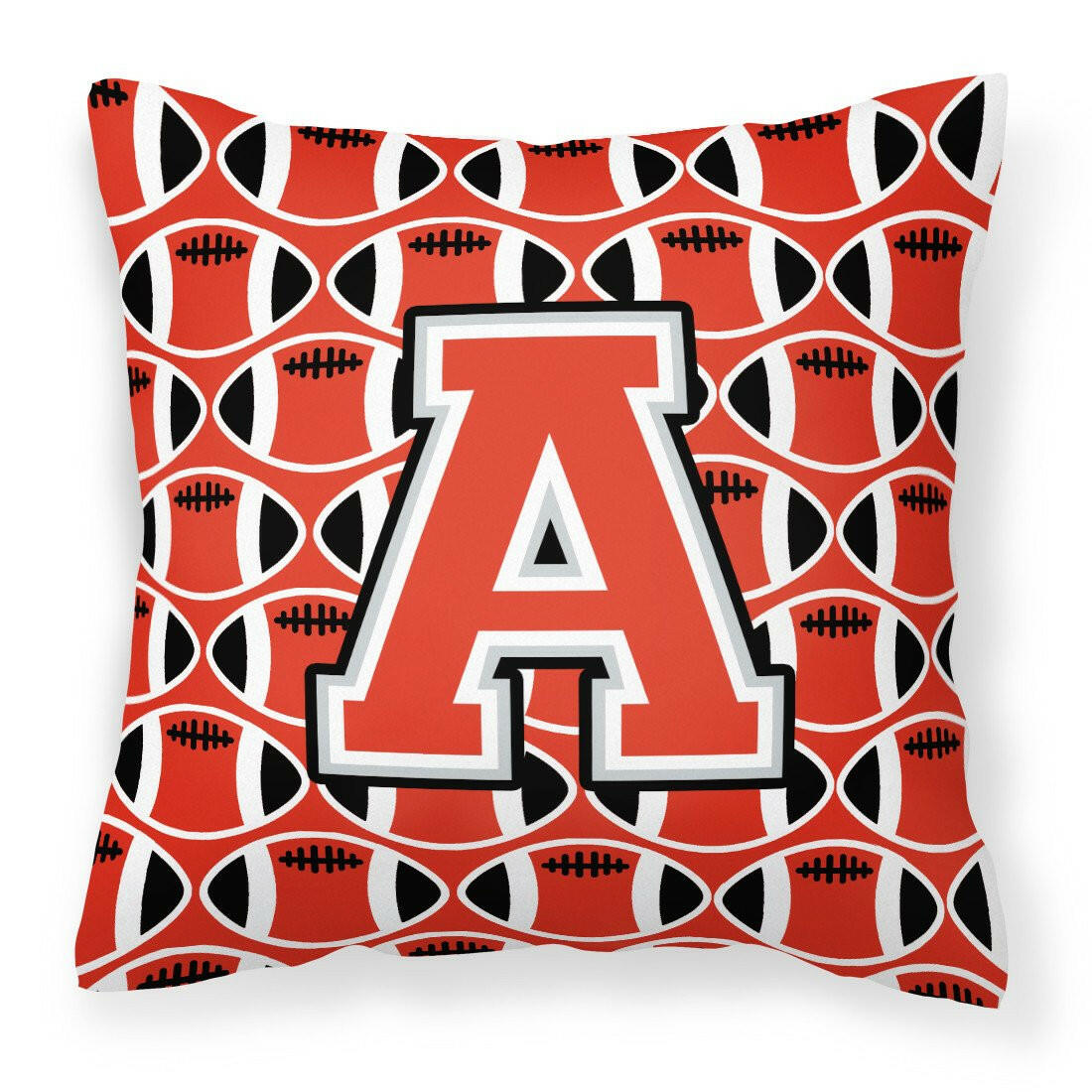 Letter A Football Scarlet and Grey Fabric Decorative Pillow CJ1067-APW1414 by Caroline's Treasures