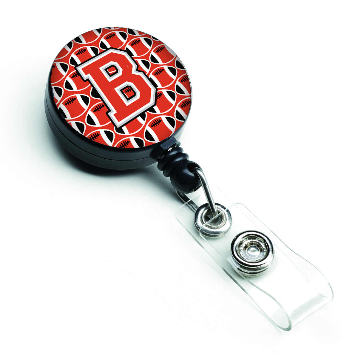 Letter B Football Scarlet and Grey Retractable Badge Reel CJ1067-BBR.