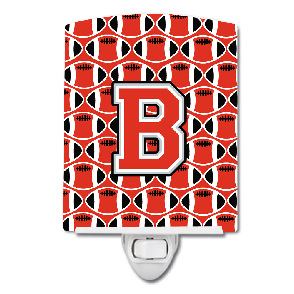 Letter B Football Scarlet and Grey Ceramic Night Light CJ1067-BCNL - the-store.com