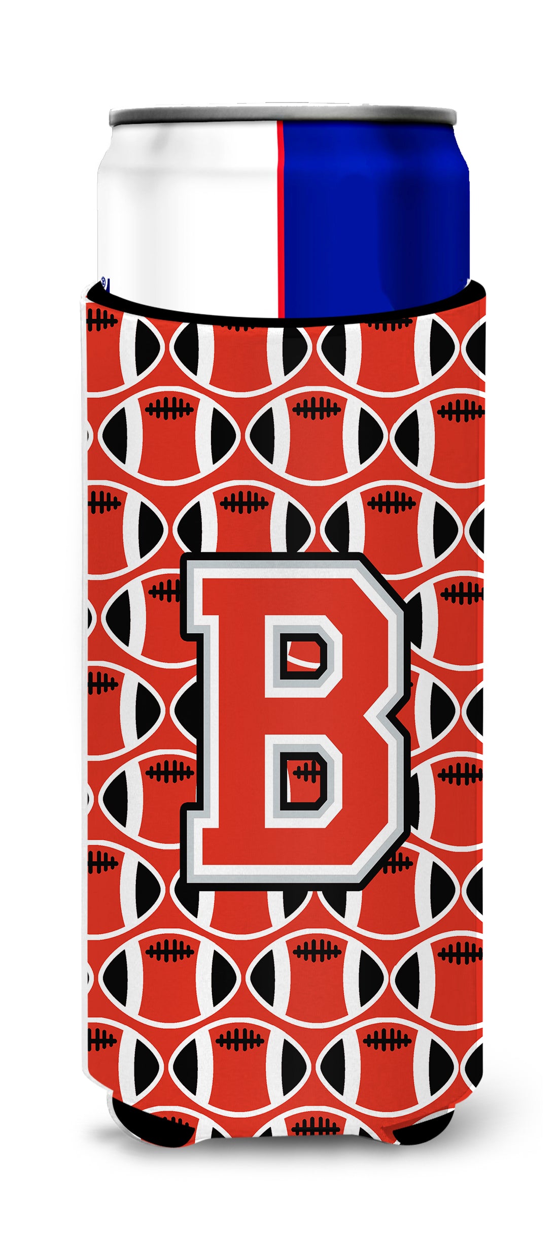 Letter B Football Scarlet and Grey Ultra Beverage Insulators for slim cans CJ1067-BMUK.