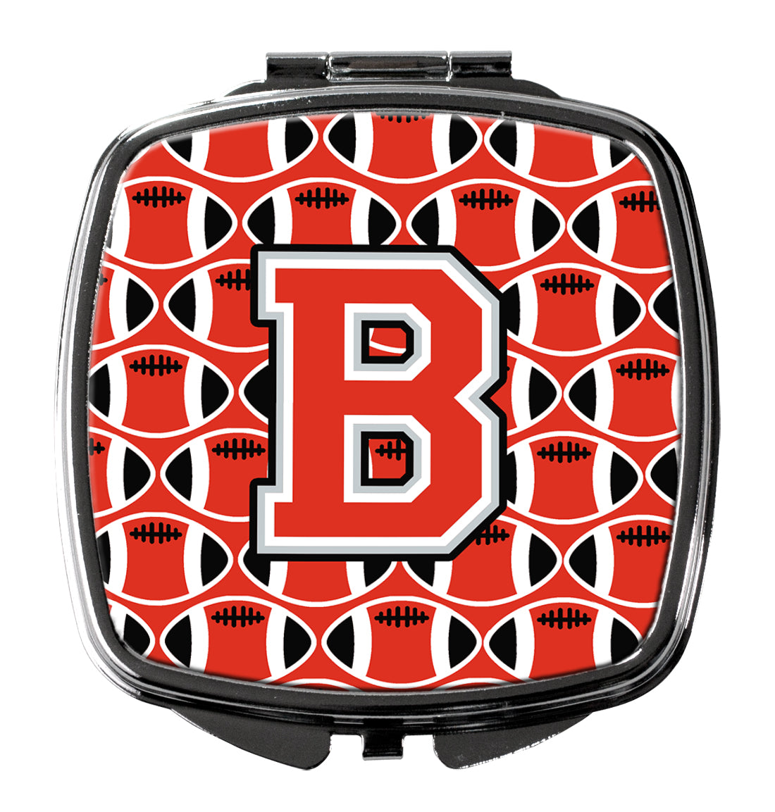 Letter B Football Scarlet and Grey Compact Mirror CJ1067-BSCM  the-store.com.