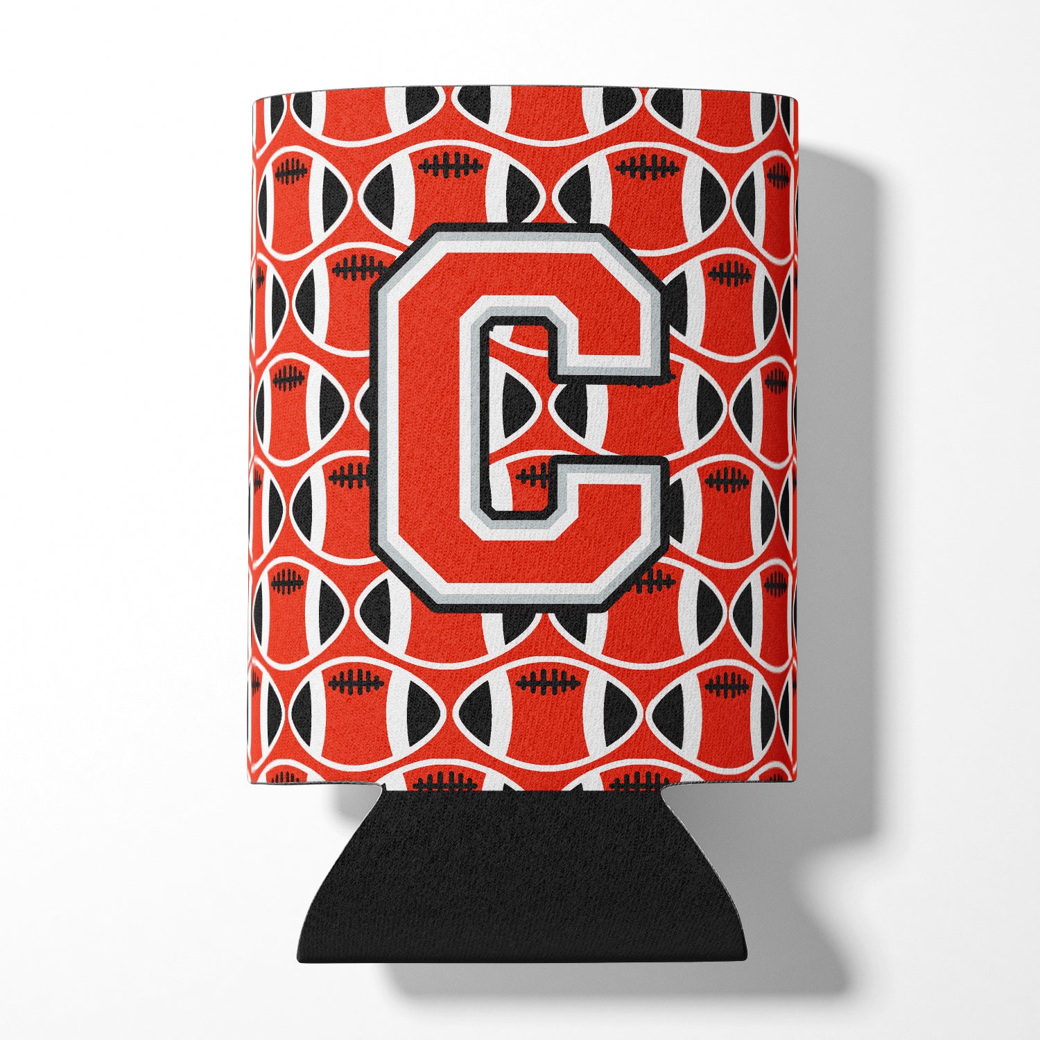 Letter C Football Scarlet and Grey Can or Bottle Hugger CJ1067-CCC.