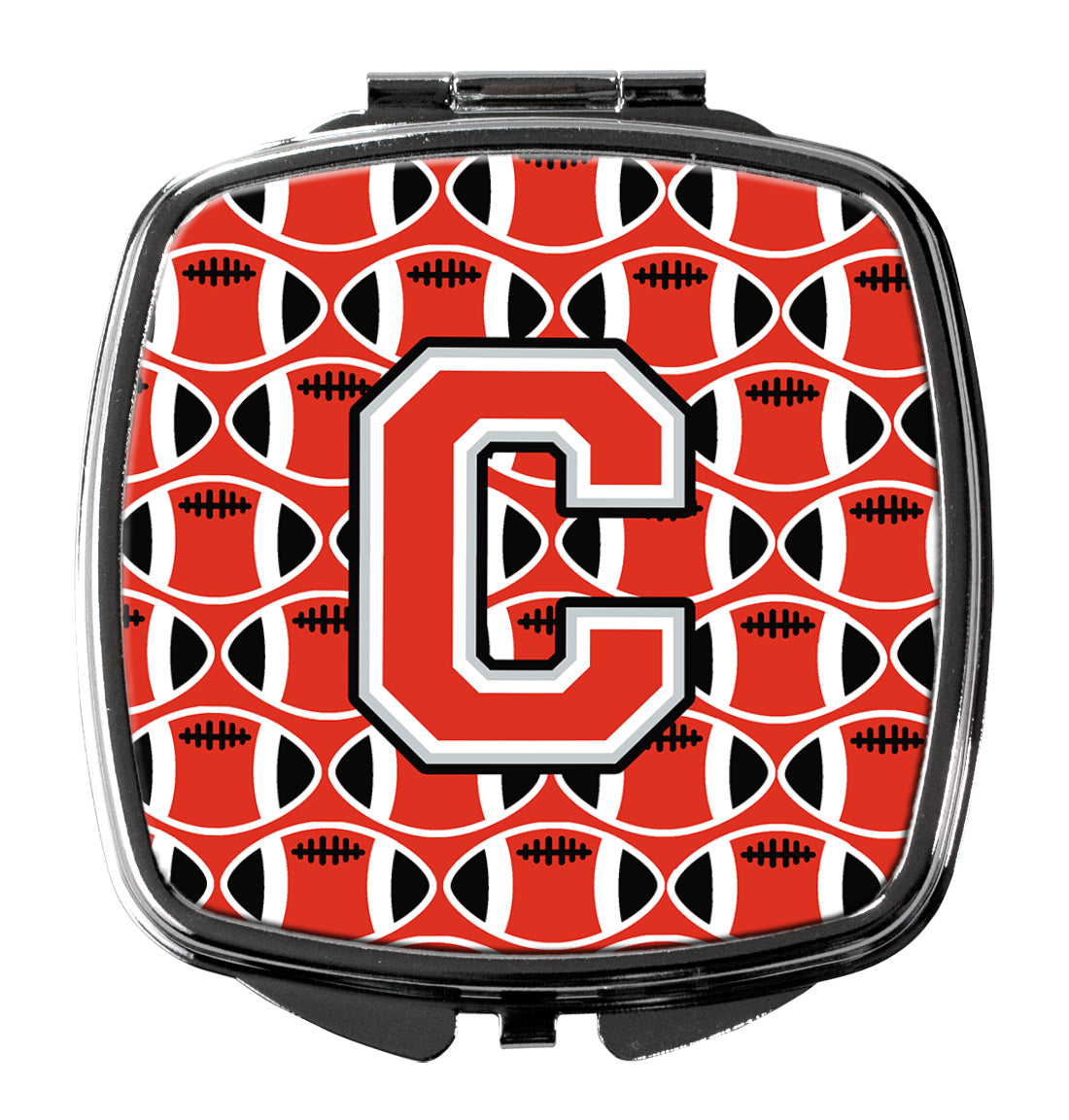 Letter C Football Scarlet and Grey Compact Mirror CJ1067-CSCM  the-store.com.