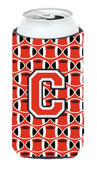 Letter C Football Scarlet and Grey Tall Boy Beverage Insulator Hugger CJ1067-CTBC by Caroline's Treasures