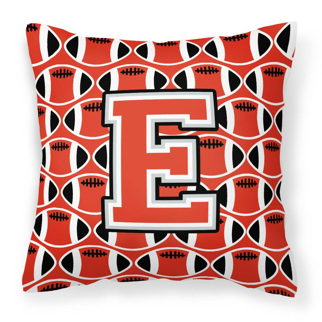 Letter E Football Scarlet and Grey Fabric Decorative Pillow CJ1067-EPW1414 by Caroline's Treasures