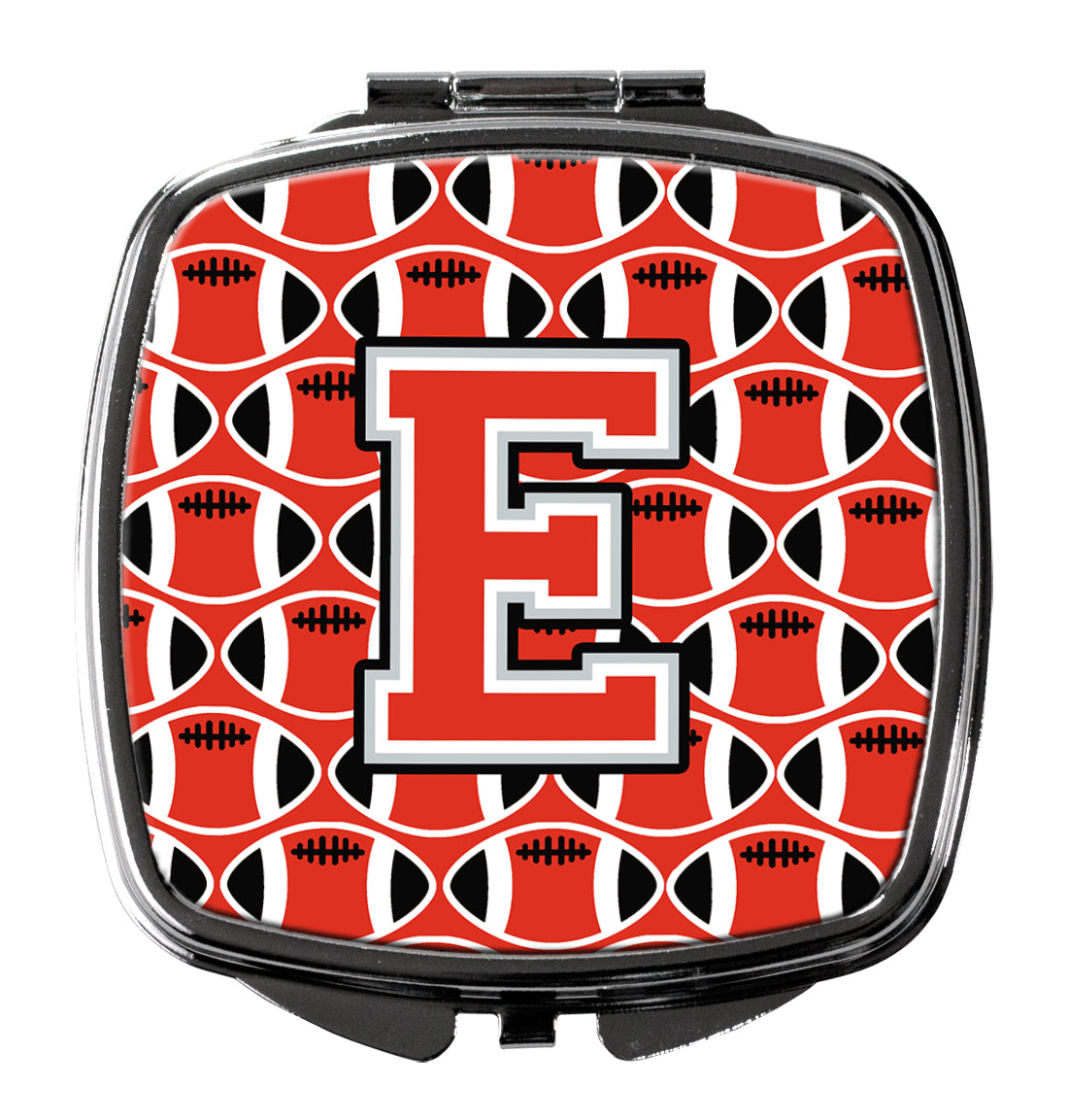 Letter E Football Scarlet and Grey Compact Mirror CJ1067-ESCM  the-store.com.