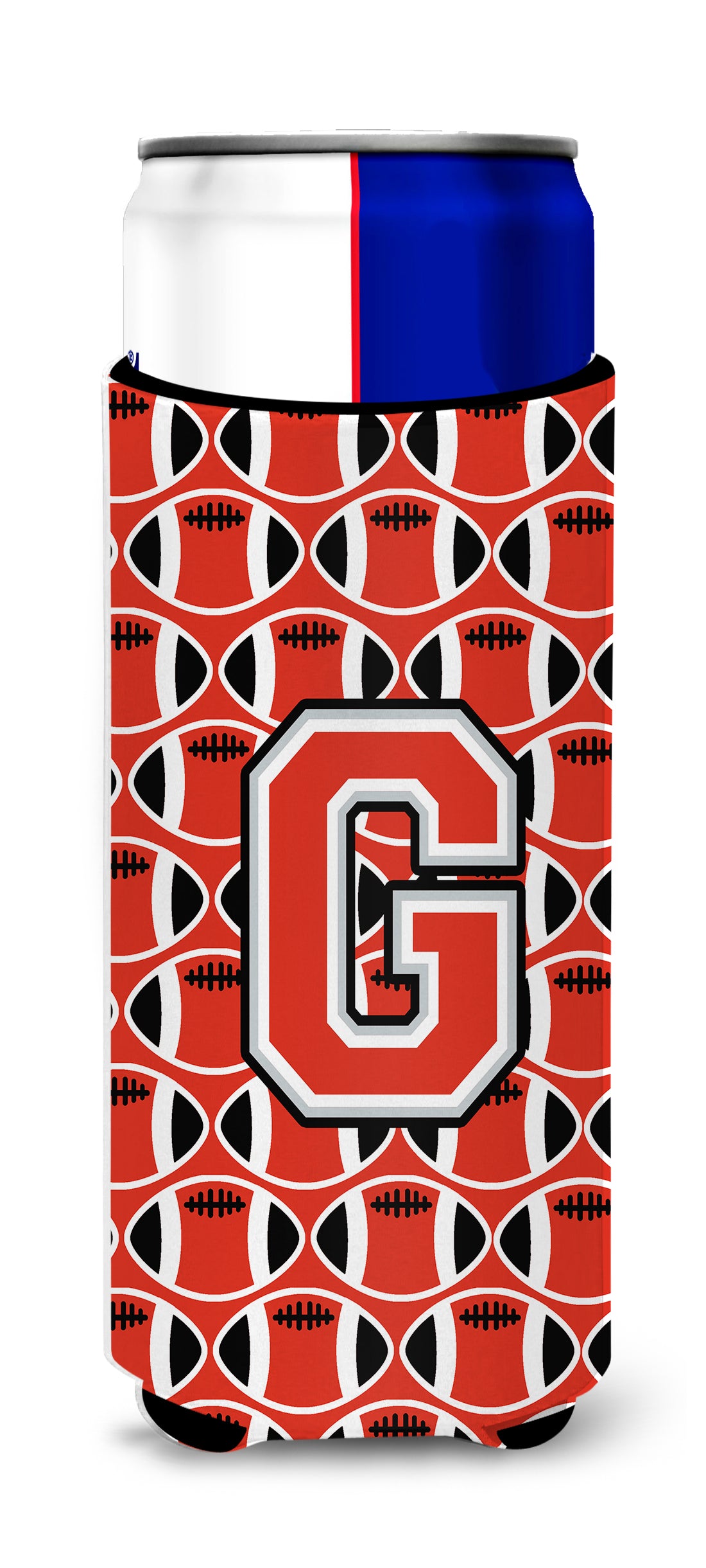 Letter G Football Scarlet and Grey Ultra Beverage Insulators for slim cans CJ1067-GMUK.