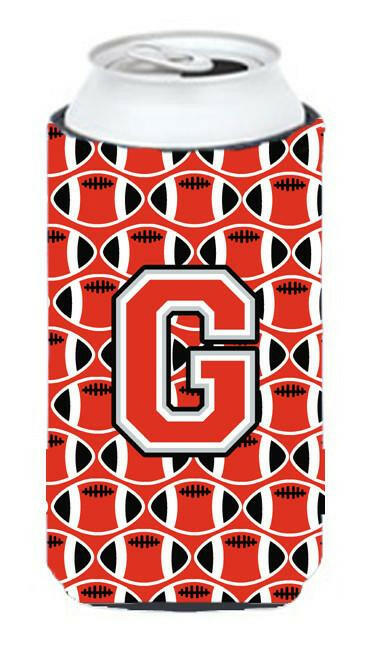 Letter G Football Scarlet and Grey Tall Boy Beverage Insulator Hugger CJ1067-GTBC by Caroline's Treasures