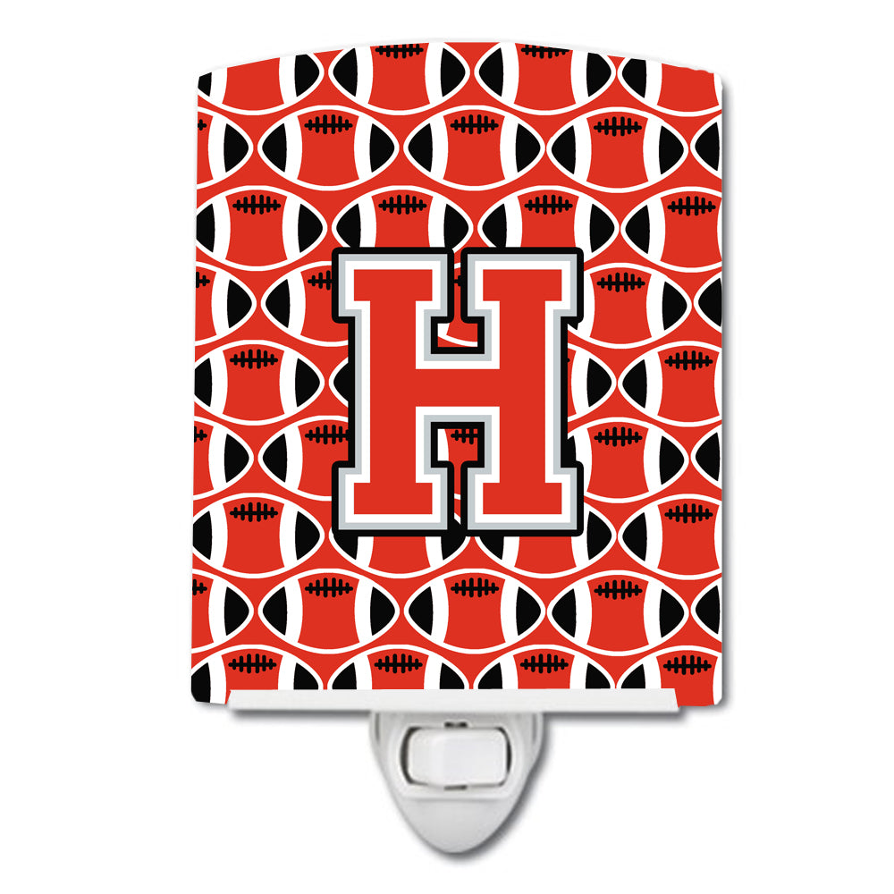 Letter H Football Scarlet and Grey Ceramic Night Light CJ1067-HCNL - the-store.com