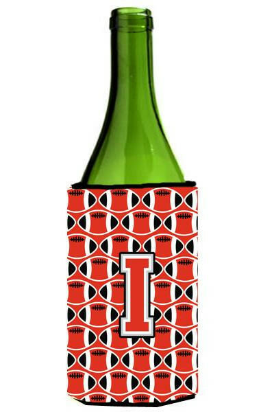 Letter I Football Scarlet and Grey Wine Bottle Beverage Insulator Hugger CJ1067-ILITERK by Caroline's Treasures