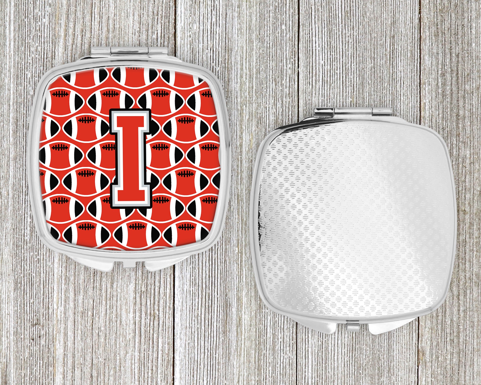 Letter I Football Scarlet and Grey Compact Mirror CJ1067-ISCM  the-store.com.