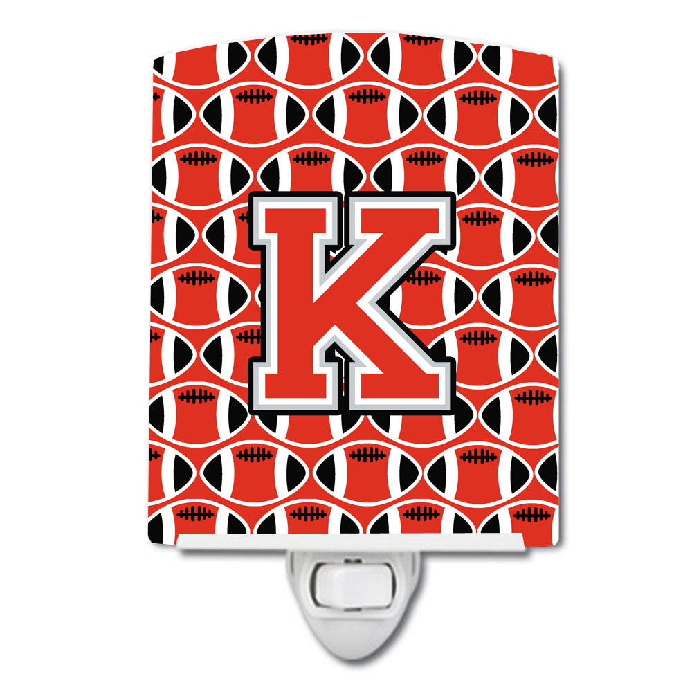 Letter K Football Scarlet and Grey Ceramic Night Light CJ1067-KCNL - the-store.com