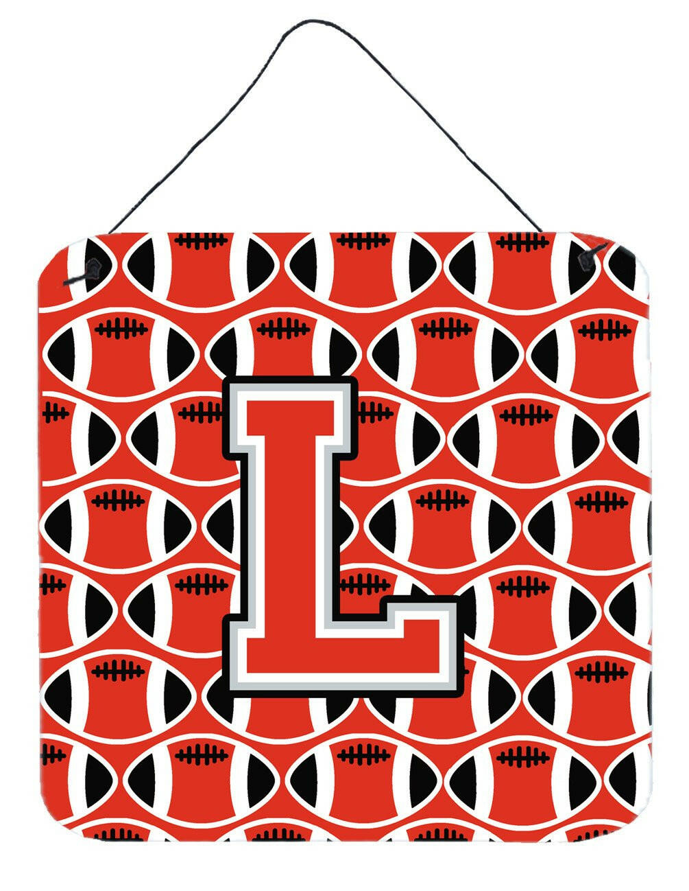 Letter L Football Scarlet and Grey Wall or Door Hanging Prints CJ1067-LDS66 by Caroline&#39;s Treasures