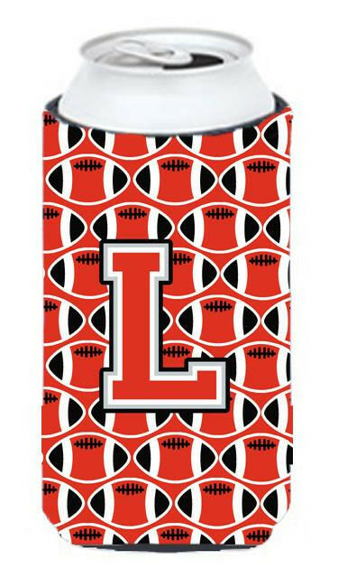 Letter L Football Scarlet and Grey Tall Boy Beverage Insulator Hugger CJ1067-LTBC by Caroline&#39;s Treasures