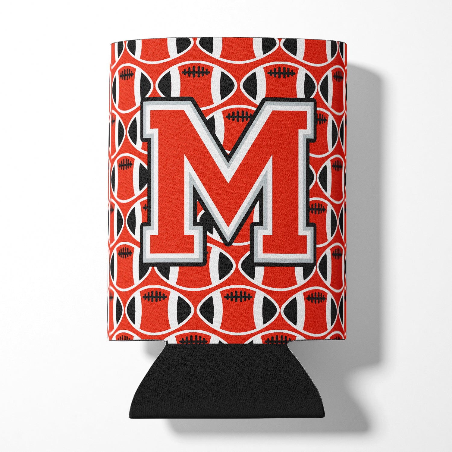 Letter M Football Scarlet and Grey Can or Bottle Hugger CJ1067-MCC.