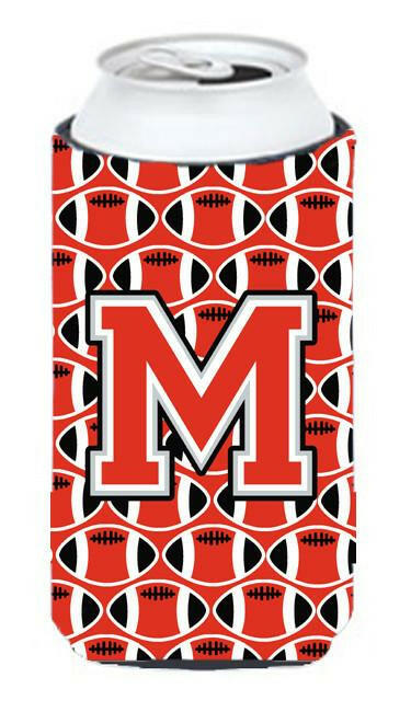 Letter M Football Scarlet and Grey Tall Boy Beverage Insulator Hugger CJ1067-MTBC by Caroline's Treasures