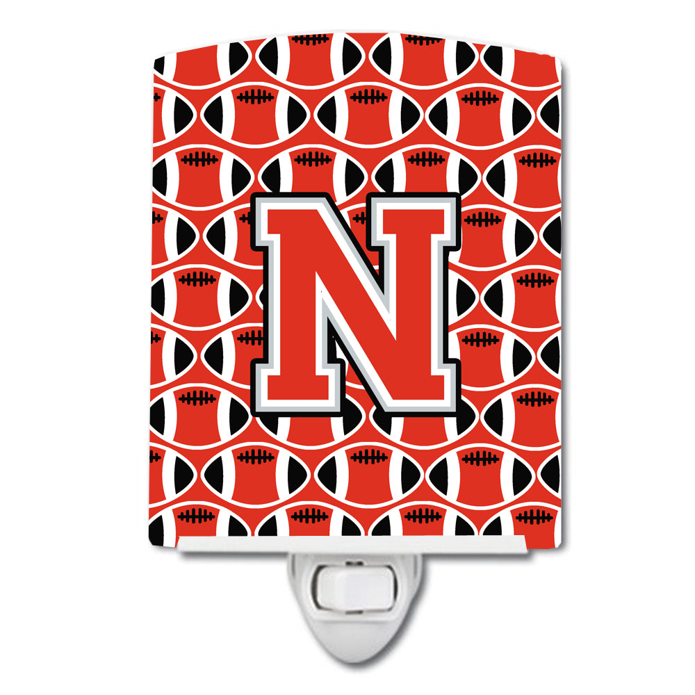 Letter N Football Scarlet and Grey Ceramic Night Light CJ1067-NCNL - the-store.com