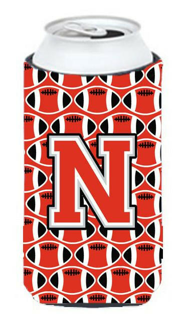 Letter N Football Scarlet and Grey Tall Boy Beverage Insulator Hugger CJ1067-NTBC by Caroline&#39;s Treasures