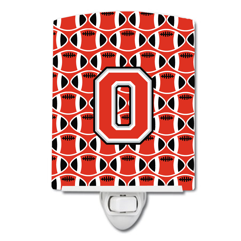 Letter O Football Scarlet and Grey Ceramic Night Light CJ1067-OCNL - the-store.com