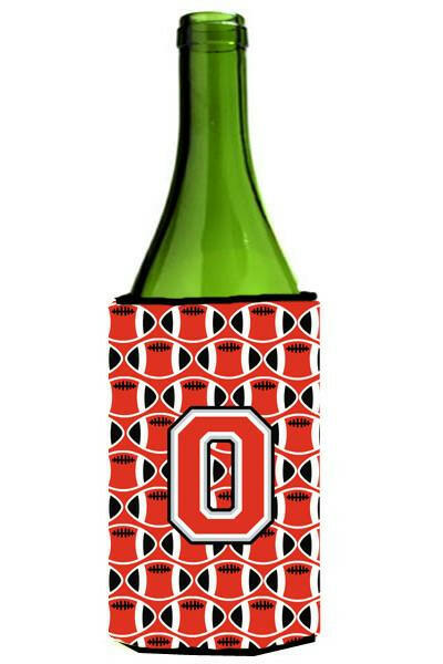 Letter O Football Scarlet and Grey Wine Bottle Beverage Insulator Hugger CJ1067-OLITERK by Caroline's Treasures