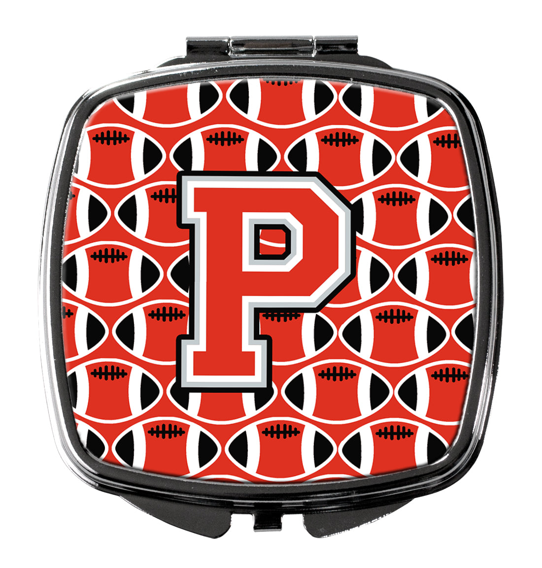 Letter P Football Scarlet and Grey Compact Mirror CJ1067-PSCM  the-store.com.