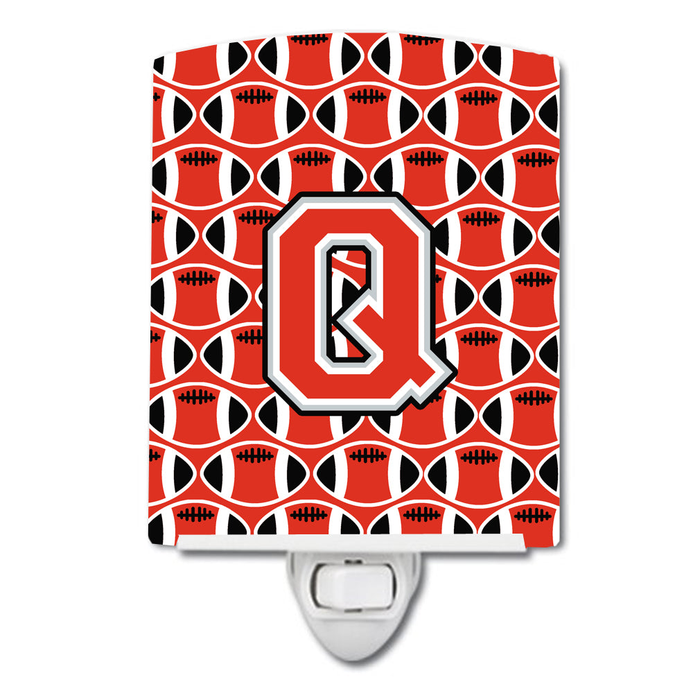 Letter Q Football Scarlet and Grey Ceramic Night Light CJ1067-QCNL - the-store.com