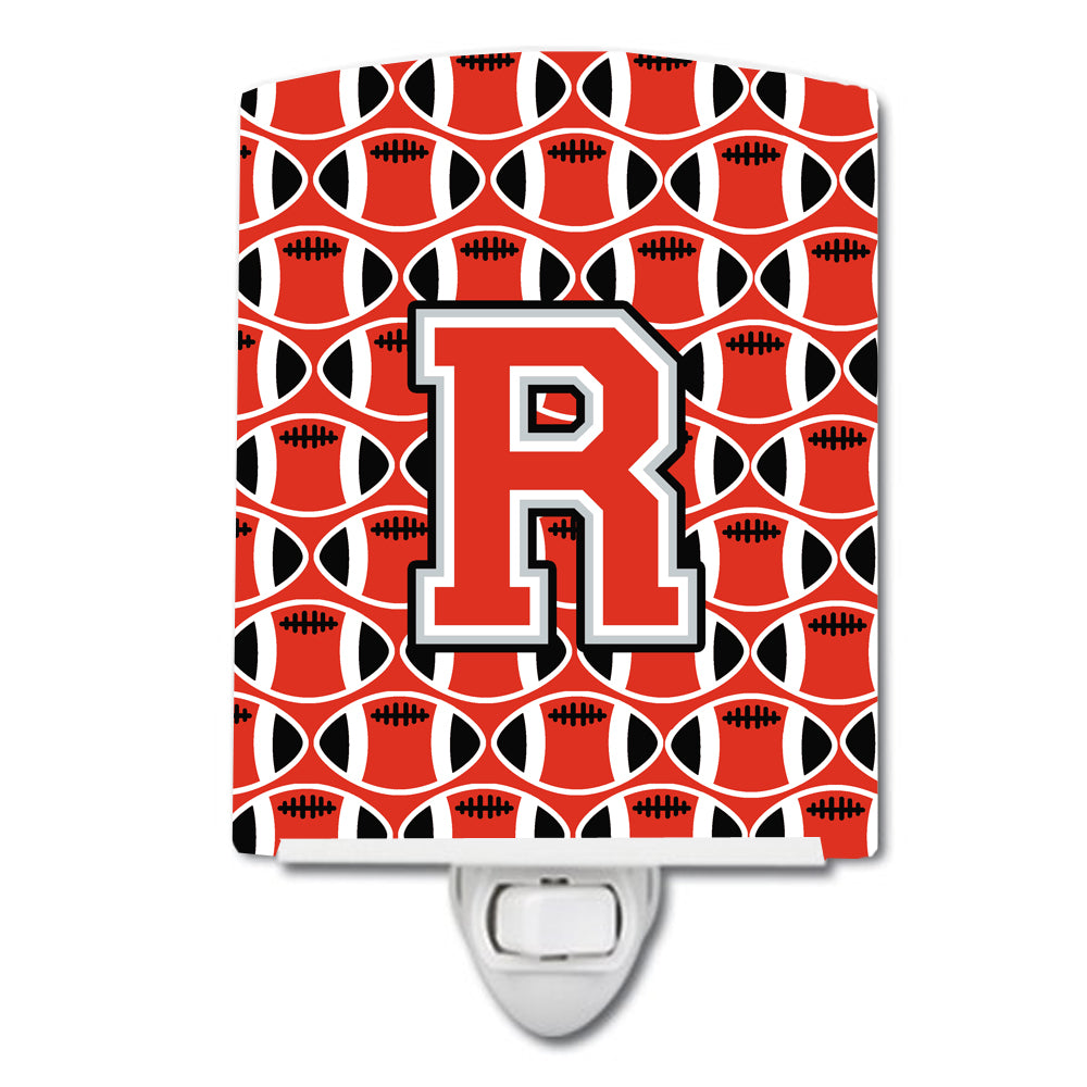 Letter R Football Scarlet and Grey Ceramic Night Light CJ1067-RCNL - the-store.com