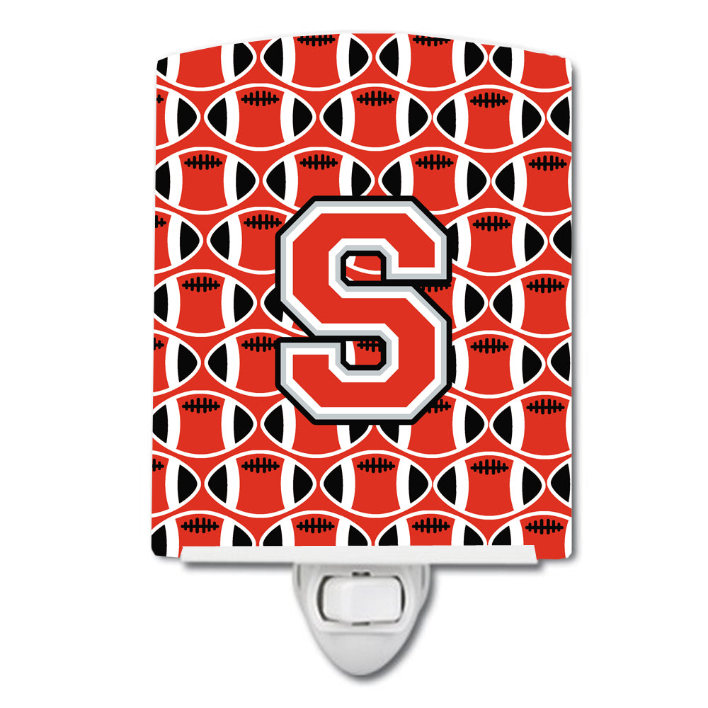 Letter S Football Scarlet and Grey Ceramic Night Light CJ1067-SCNL - the-store.com