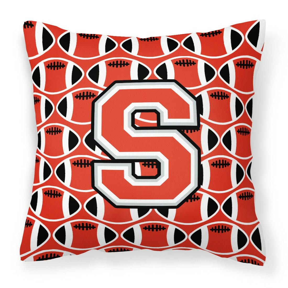 Letter S Football Scarlet and Grey Fabric Decorative Pillow CJ1067-SPW1414 by Caroline&#39;s Treasures