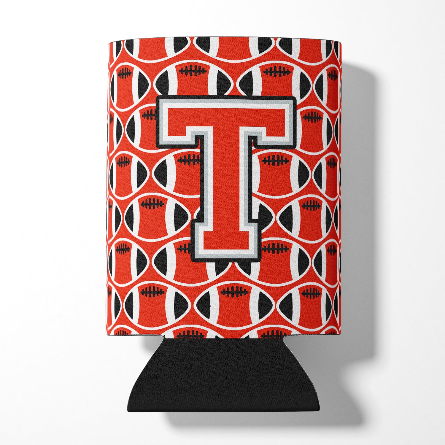 Letter T Football Scarlet and Grey Can or Bottle Hugger CJ1067-TCC.