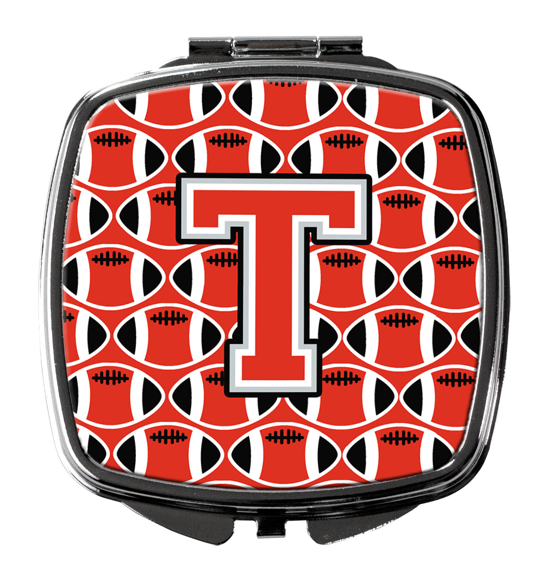 Letter T Football Scarlet and Grey Compact Mirror CJ1067-TSCM  the-store.com.