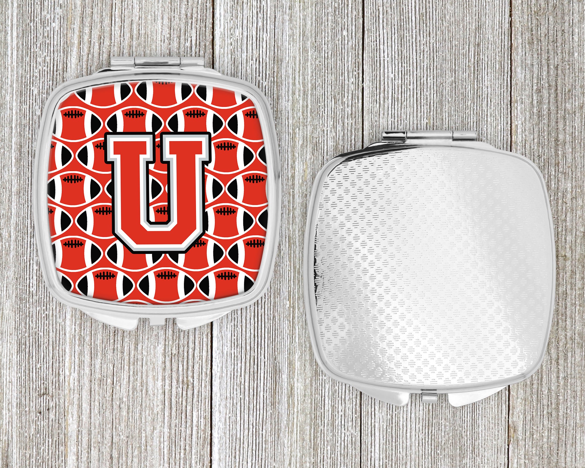 Letter U Football Scarlet and Grey Compact Mirror CJ1067-USCM  the-store.com.